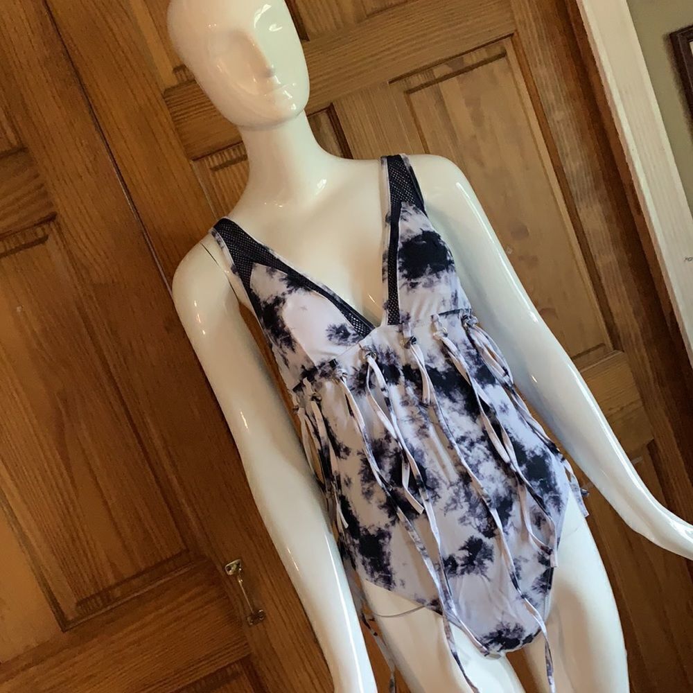 YMI mesh  & fringe tie dye swimsuit